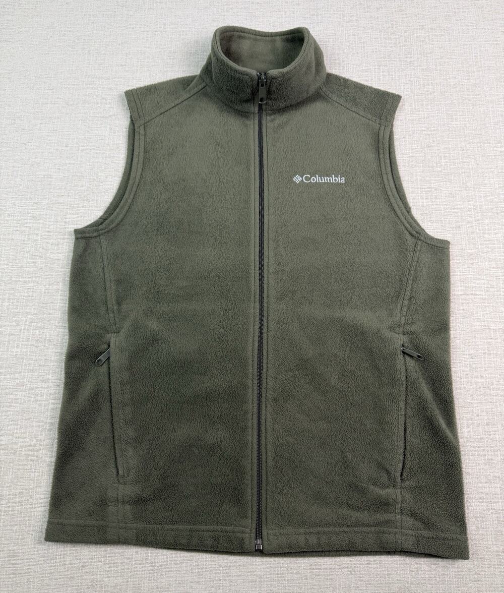Columbia Men’s Small Olive Green Fleece Vest Full Zip Outdoor Layer